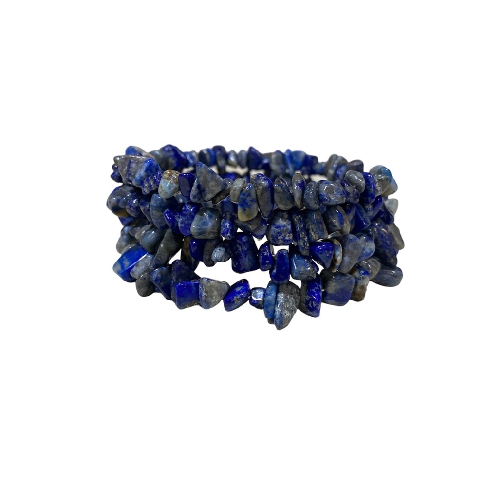 Handcrafted wrap bracelet with lapis lazui.